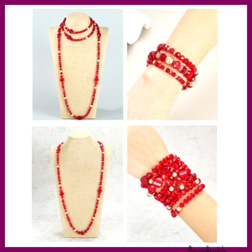 60-Inch Crystal Shell Bead Statement Necklace Set… - image 5